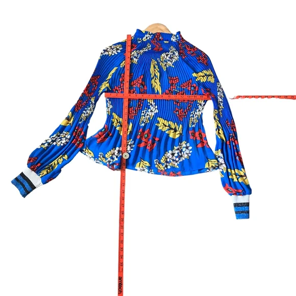 Designer Sample Pleated Floral Chiffon Blouse - UK Size 8/10 -Unique and Elegant - Picture 11 of 13